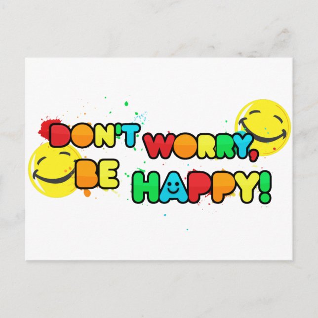 Carte Postale bright don't worry be happy face design (Devant)