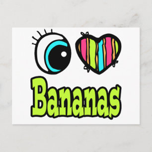 Carte Postale Bright Eye Heart I Love Bananas