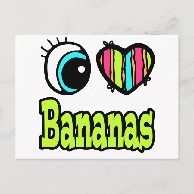 Carte Postale Bright Eye Heart J'aime les Bananes (Devant)