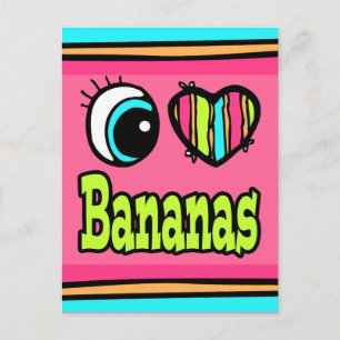 Carte Postale Bright Eye Heart J'aime les Bananes