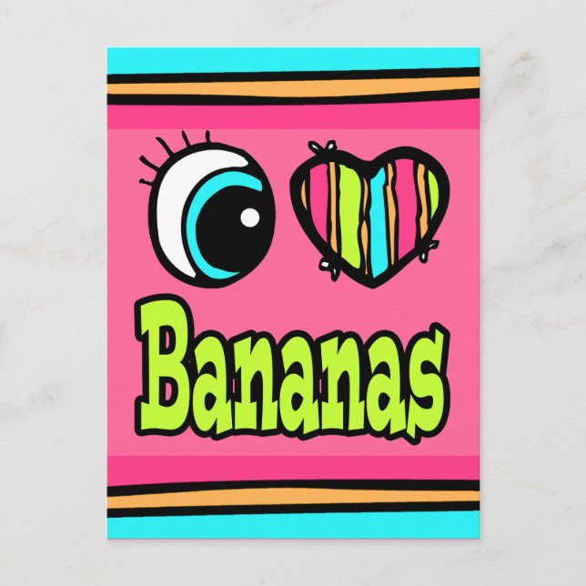 Carte Postale Bright Eye Heart J'aime les Bananes (Devant)
