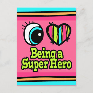 Carte Postale Bright Eye Heart J'aime Super Héros