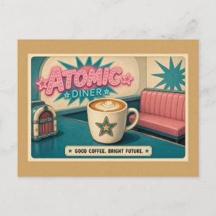 Carte Postale Bright Future Retro Atomic Diner Star Latte