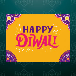 Carte Postale Bright Orange and Purple Festive Happy Diwali