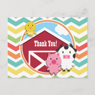 Carte Postale Bright Rainbow Chevron Farm Baby shower à thème