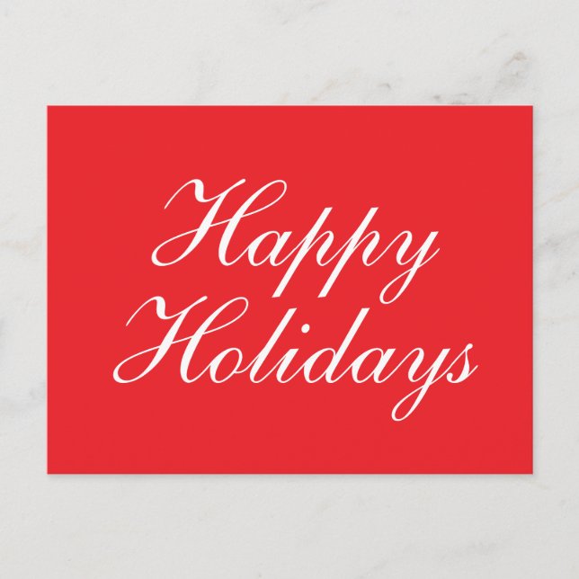 Carte Postale Bright Red Plain Elegant Happy Holidays Message (Devant)
