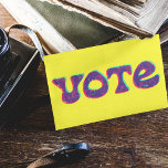 Carte Postale Bright Retro Style VOTE Slogan personnalisé<br><div class="desc">Encourager les électeurs potentiels à voter avec cette carte postale brillante et attrayante. Des lettres rétro à la façon d'un risographe épellent le slogan d'un mot sur la face avant de cette carte postale. Le texte au verso peut être customisé avec votre propre message, ou supprimer le texte pour écrire...</div>