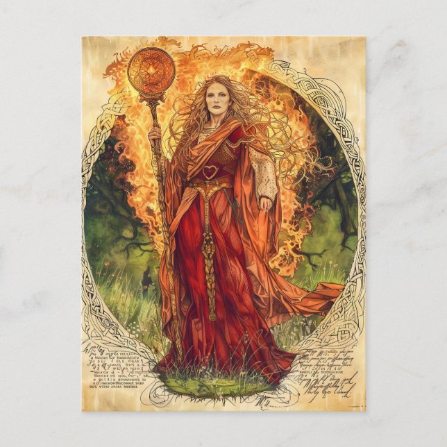 Carte Postale Brigid Déesse celtique du feu et de la guérison (Devant)