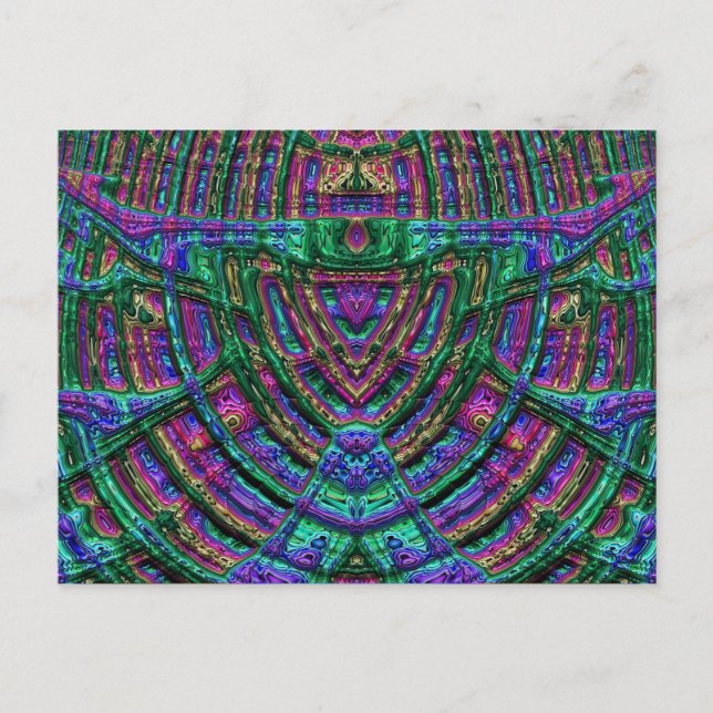 Carte postale brillante 3D Vert Bleu Violet Zany (Devant)
