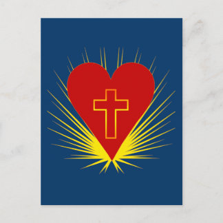 Carte Postale Brilliant Heart with Cross on Tshirts, More