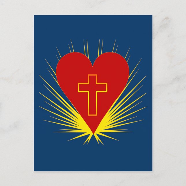 Carte Postale Brilliant Heart with Cross on Tshirts, More (Devant)
