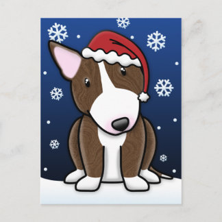 Carte postale Brindle de Noël de bull-terrier de