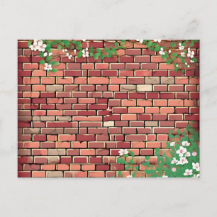 Carte Postale Brique Rustique Avec Fleur