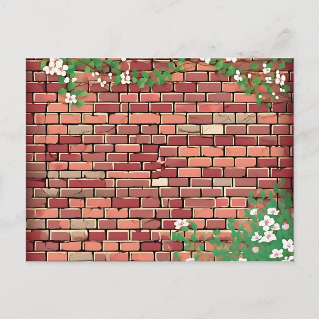 Carte Postale Brique Rustique Avec Fleur (Devant)