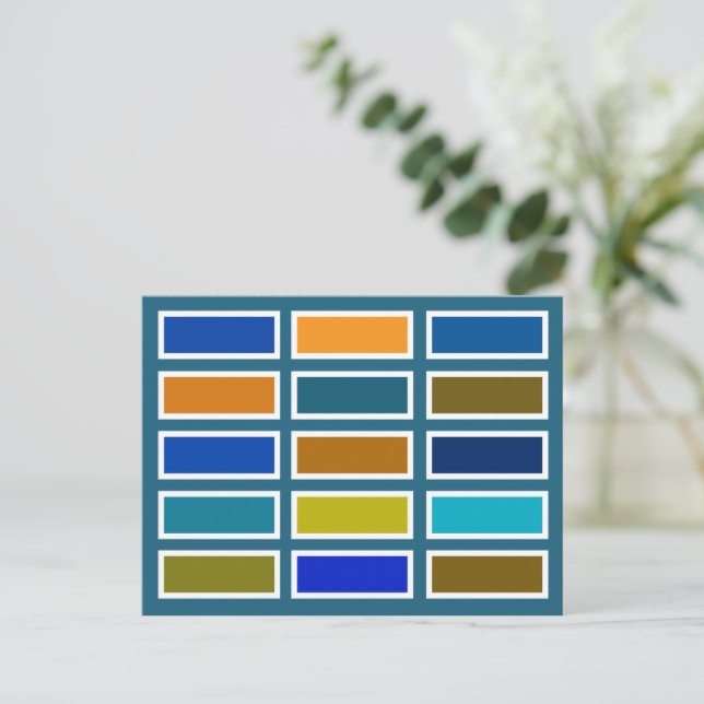Carte Postale Briques de couleur (bleu/moutarde) (Debout devant)