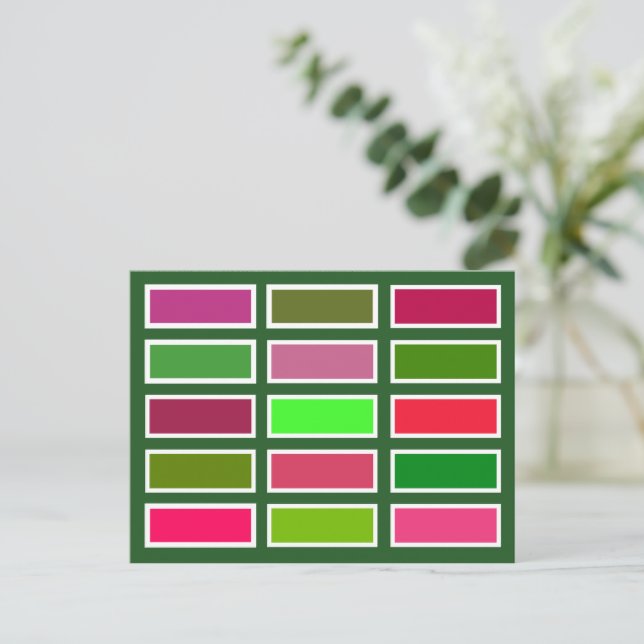 Carte Postale Briques de couleur (rose/vert) (Debout devant)