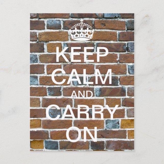 Carte Postale Briques KEEP CALM et CONTINUER PERSONNALISÉES (Devant)
