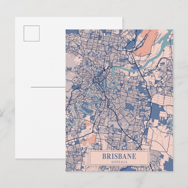 Carte Postale Brisbane Australia Breezy City Map Travel (Devant / Derrière)