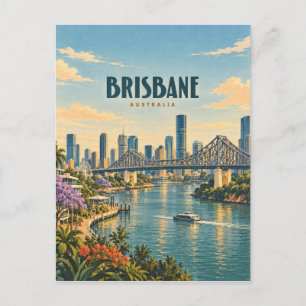 Carte Postale Brisbane Australie Art de Voyage Vintage