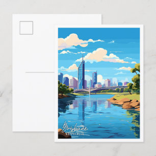 Carte Postale Brisbane Australie Art illustration de voyage vint