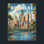 Carte Postale Brisbane Australie Travel Art Vintage<br><div class="desc">Conception de déplacement vectoriel rétro de Brisbane. Brisbane,  la capitale vibrante du Queensland,  en Australie,  est une ville qui allie harmonieusement énergie urbaine et charme décontracté. Niché sur les rives du fleuve Brisbane,  il bénéficie d'un climat subtropical,  d'une beauté naturelle époustouflante et d'une riche tapisserie culturelle.</div>