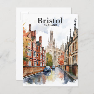 Carte Postale Bristol Angleterre Aquarelle Peinture Voyage