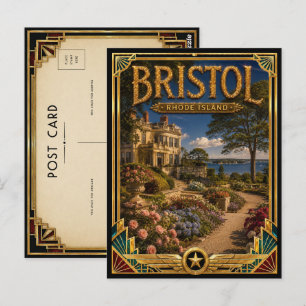 Carte Postale Bristol Rhode Island Art Déco vintage de l'âge d'o