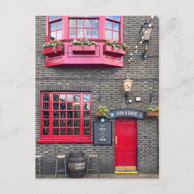 Carte Postale British fish and chips, London UK Postcard (Devant)