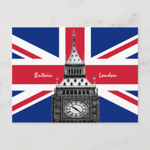 Carte Postale British Flag & Big Ben - Londres, Royaume-Uni /fan