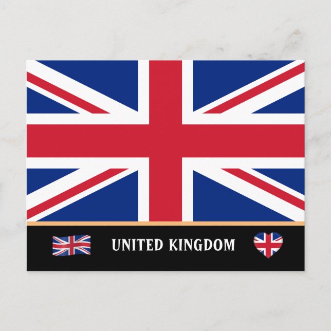 Carte Postale British Flag & Voyage en anglais / Royaume-Uni (Devant)