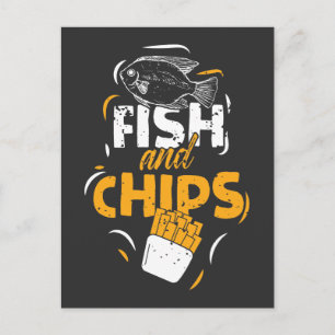 Carte Postale British Food Fish Chips Funny Streetfood