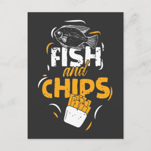 Carte Postale British Food Fish Chips Funny Streetfood