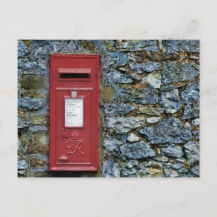 Carte postale British Red Post Box Stone Wall Pict