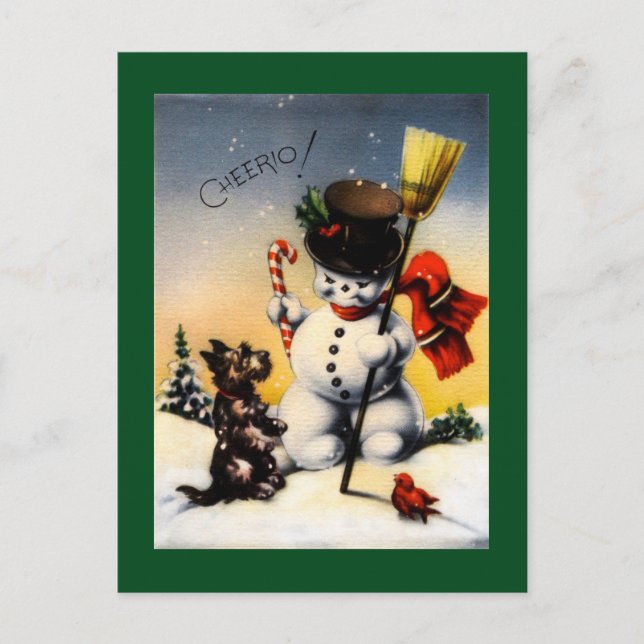 Carte Postale British Snowman et Scotty Dog Cheerio ! (Devant)