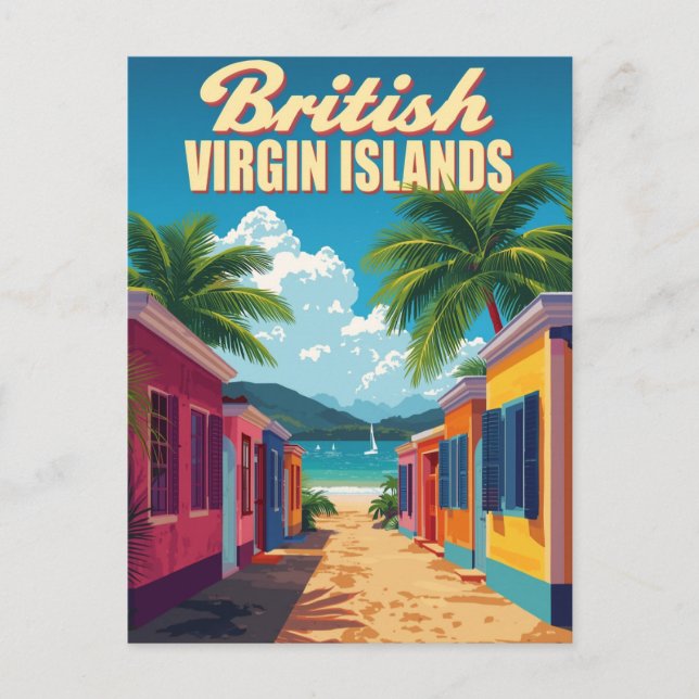 Carte Postale British Virgin Islands Vintage Travel Art (Devant)