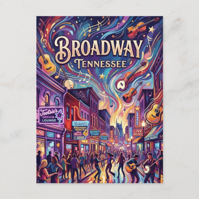 Carte Postale Broadway Tennessee (Devant)