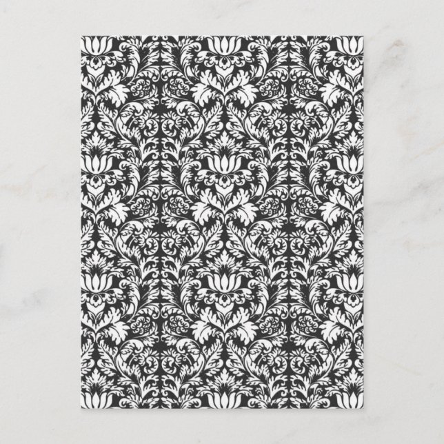 Carte Postale Brocard de dentelle en damas noir et blanc vintage (Devant)