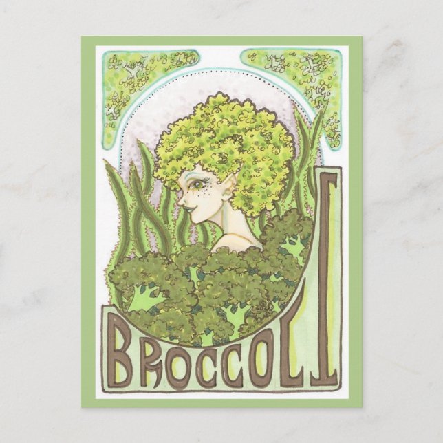 Carte Postale Broccoli Imaginaire Art nouveau Portrait Imprimer (Devant)