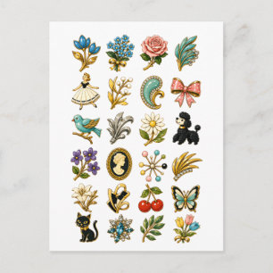 Carte Postale Broche de style vintage