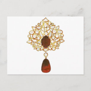 Carte Postale Broche Kundan & ruby