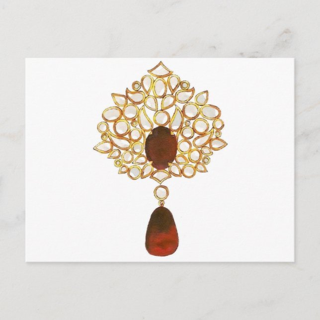 Carte Postale Broche Kundan & ruby (Devant)