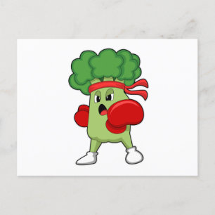 Carte Postale Brocoli à la boîte avec gants de boxe