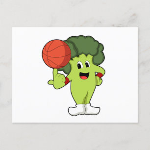 Carte Postale Brocoli aux sports de basketball