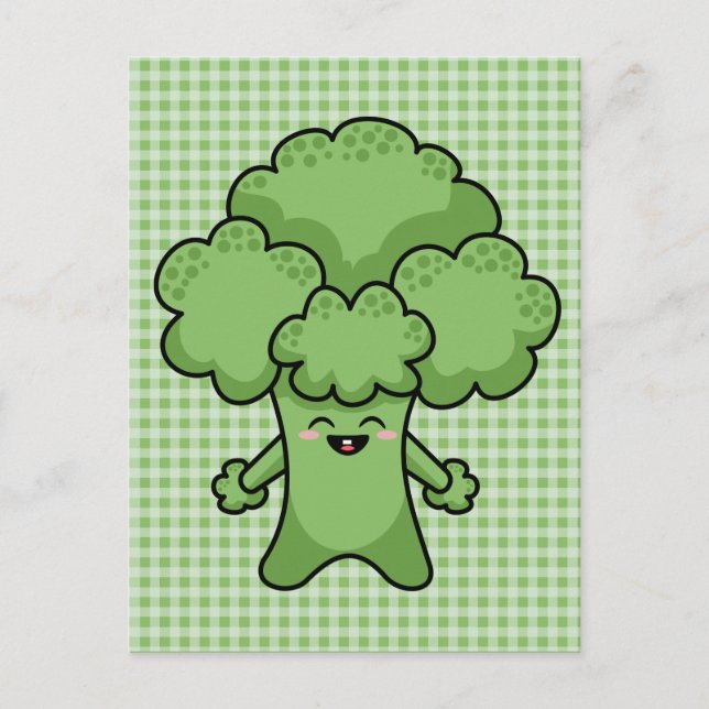 Carte Postale Brocoli vert heureux (Devant)