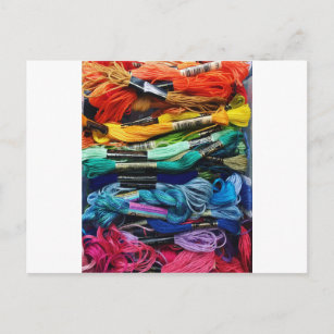 Carte Postale Broderie arc-en-ciel   Threads   Couture