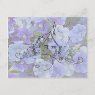 Carte Postale Broderie de cottage et Petunias