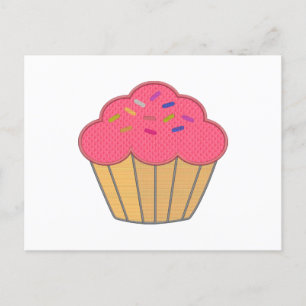 Carte Postale Broderie Faux Cupcake fraise Imprimer