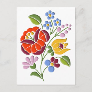 Carte Postale Broderie Kalocsa - Art populaire hongrois