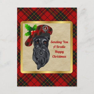 Carte Postale Brodie  Clan Badge & Tartan Noël