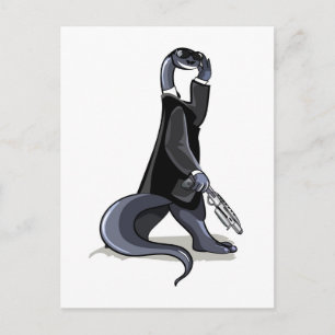 Carte Postale Brontosaurus Habillé Comme Un Personnage De Film.